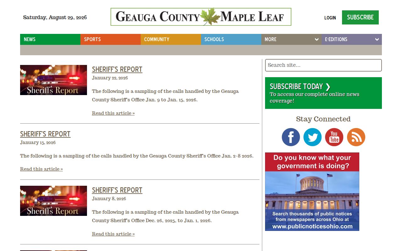 Geauga County crime news Sheriff’s Report source view