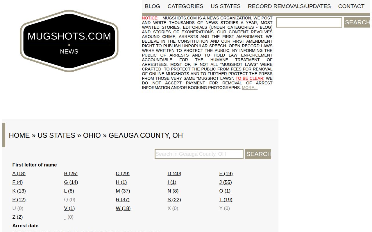 Geauga County historical secondary mugshot source view