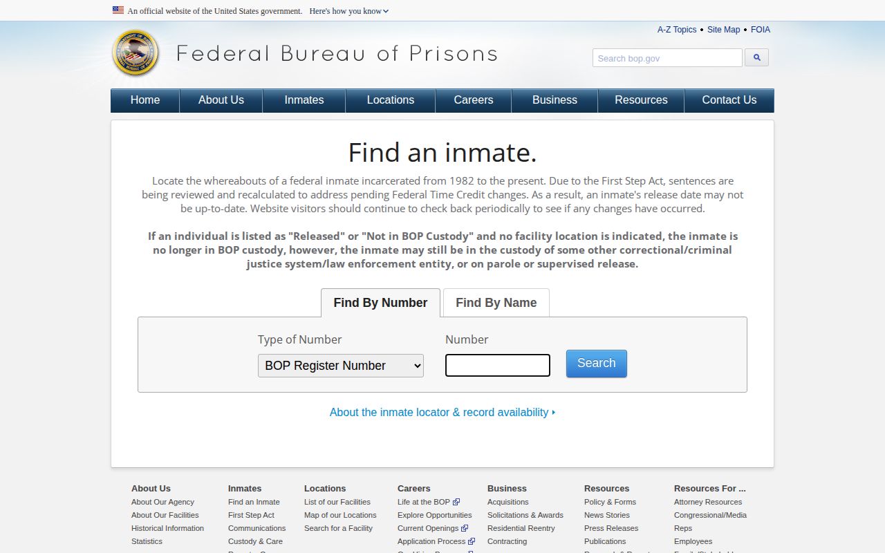 Federal custody record locator distinct from Geauga County booking records